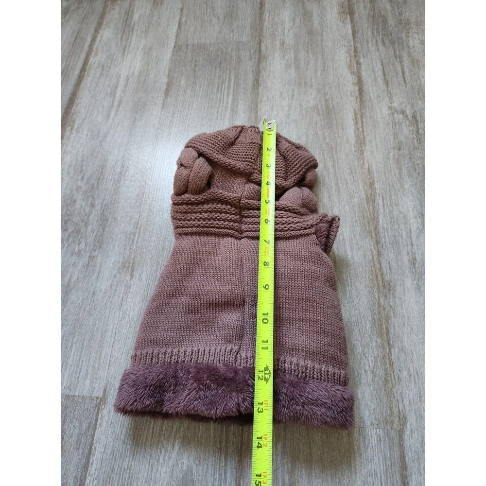 Winter Knit Balaclava Beanie Hat Purple Warm Cycling Ski Mask Fleece OS EUC